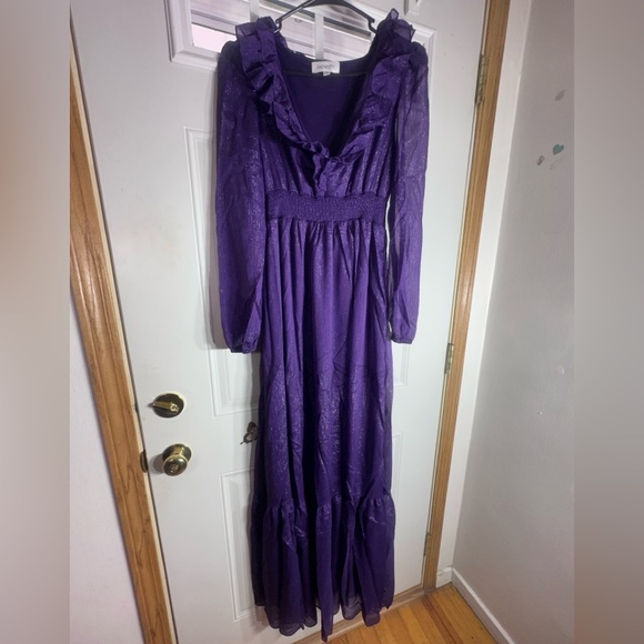 Chic Long Sleeve Purple Dress - Picture 2 of 4